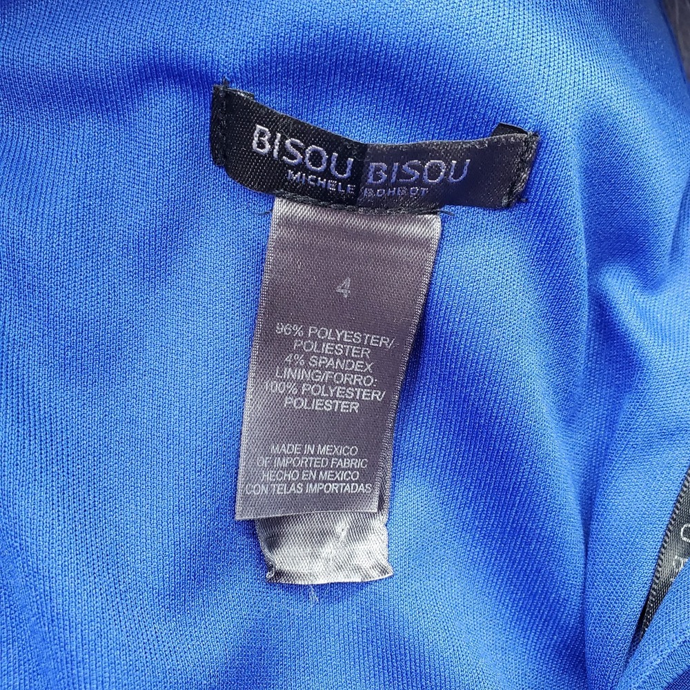 Bisou Bisou Sheath Dress Womens 4 Blue Pleated Pocketed Sleeveless Back Zip - Picture 3 of 9
